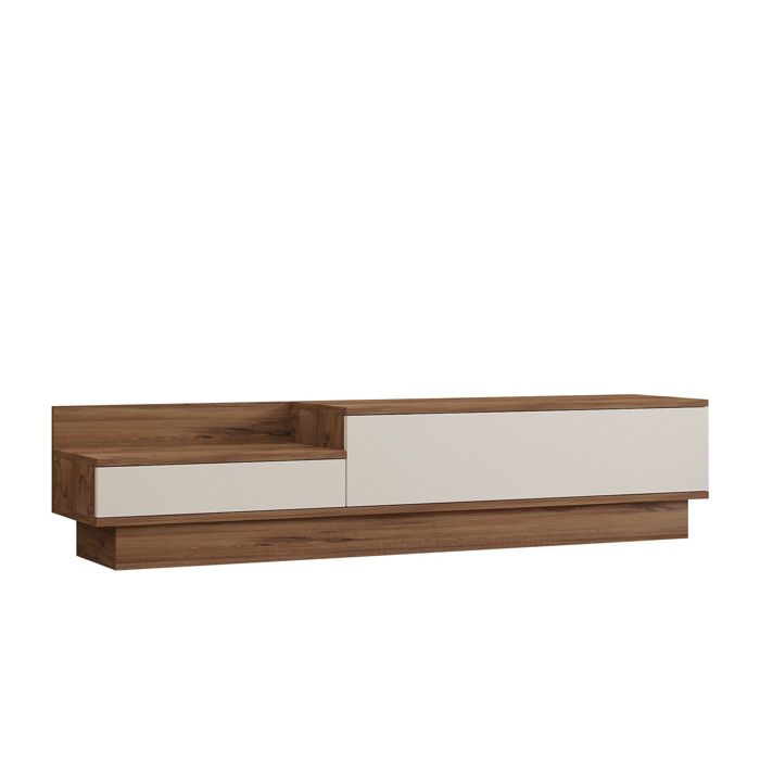 Meuble TV en bois Barko - 160 x 35 x 35 cm - Pin atlantiqueBlanc