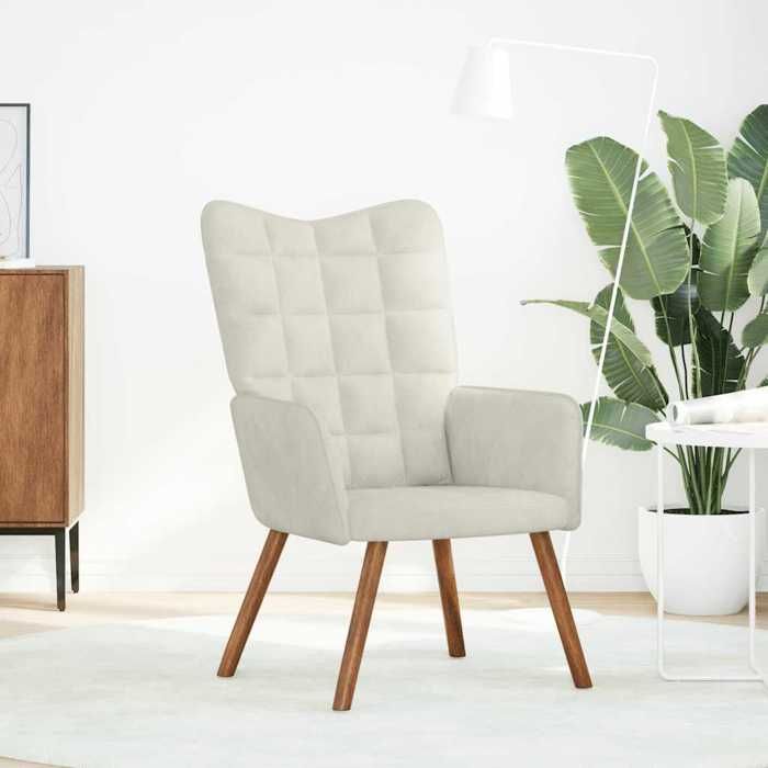 Les Soldes Chaise de Détente (1 PLACE) - CLOUD - Fauteuil Relax/Chambre à Coucher - crème velours J6878