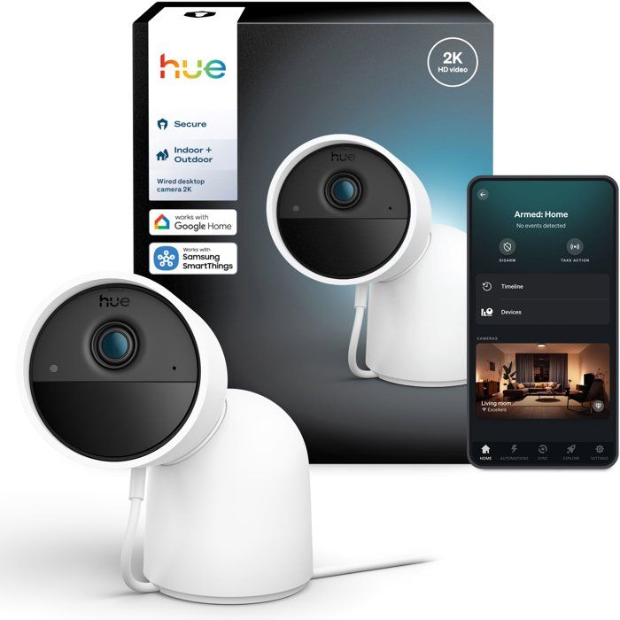 Caméra connectée - Philips Hue - Extérieur - Filaire - Vision nocture - 2K - Blanc