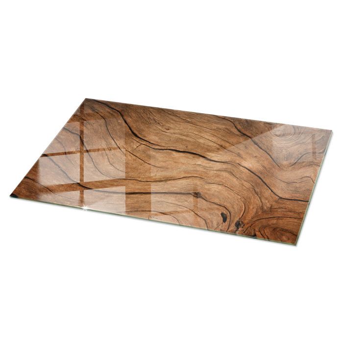Plateau de table en verre 140x70 Motif bois naturel plaque de protection look authentique Tulup