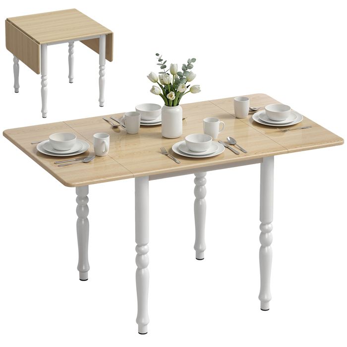 Table à manger - HOMCOM - pliante - pour 2 à 6 personnes - acier et MDF - 74-134 x 80 x 75 cm cm - bois naturel