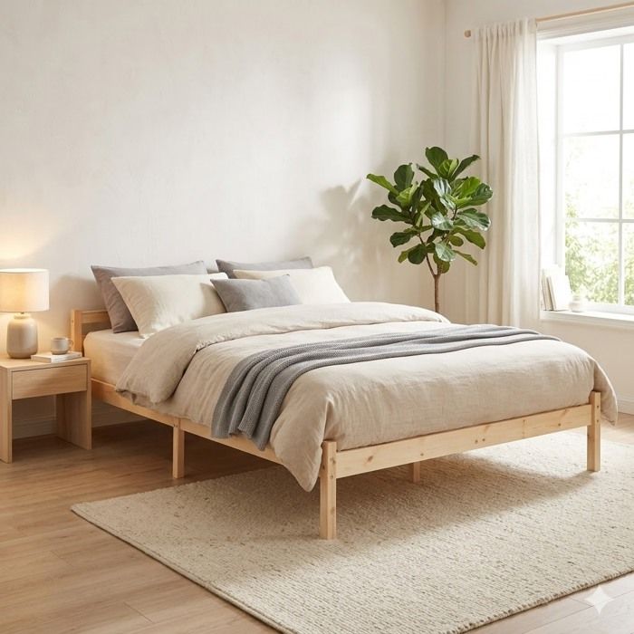 Lit double - FURNITURER - Firenze DB A - Pin massif - Sommier à lattes robuste - Design scandinave Lit double - FURNITURER - Firenze DB A - Pin massif - Sommier à lattes robuste - Design scandinave