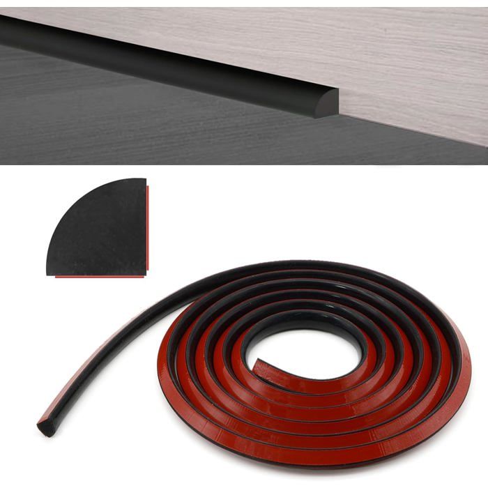 Moulure quart-de-rond adhésive flexible silicone étanche 2 5 m finition plinthe et angles noir