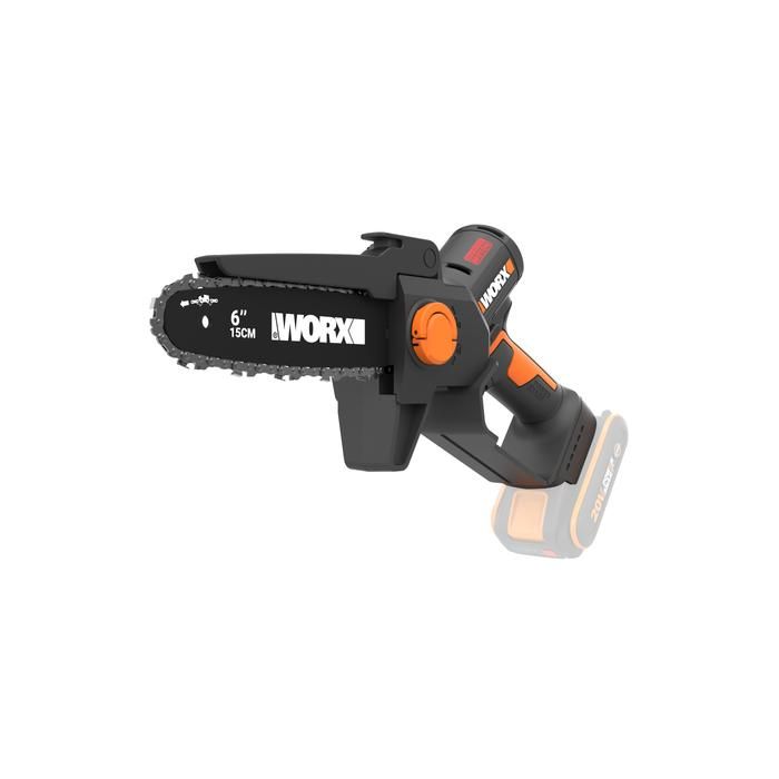 Elagueuse mini tronçonneuse 20V WORX WG327E.9 guide 15 cm moteur brushless lubrification auto sans batterie ni chargeur