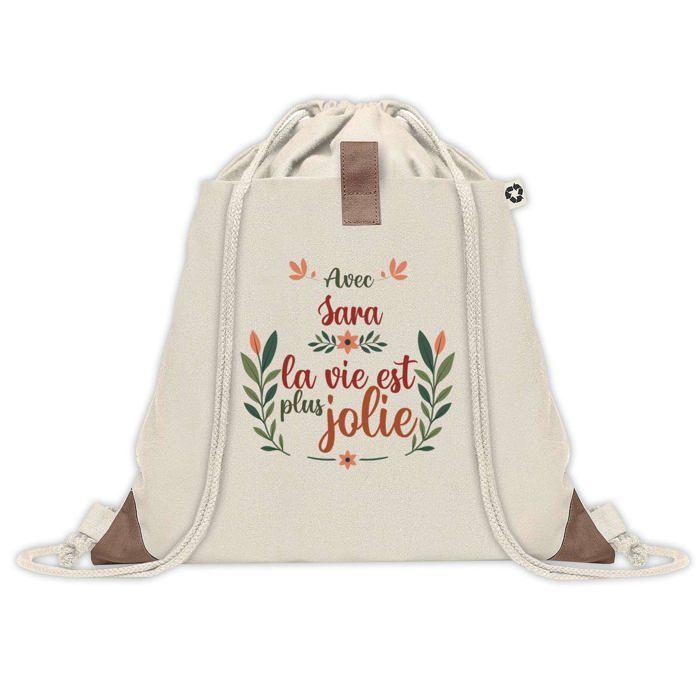 Sac cabas - PLANETEE - avec pochette Sara la vie est plus jolie - Jute - Grande contenance - Éco-responsable