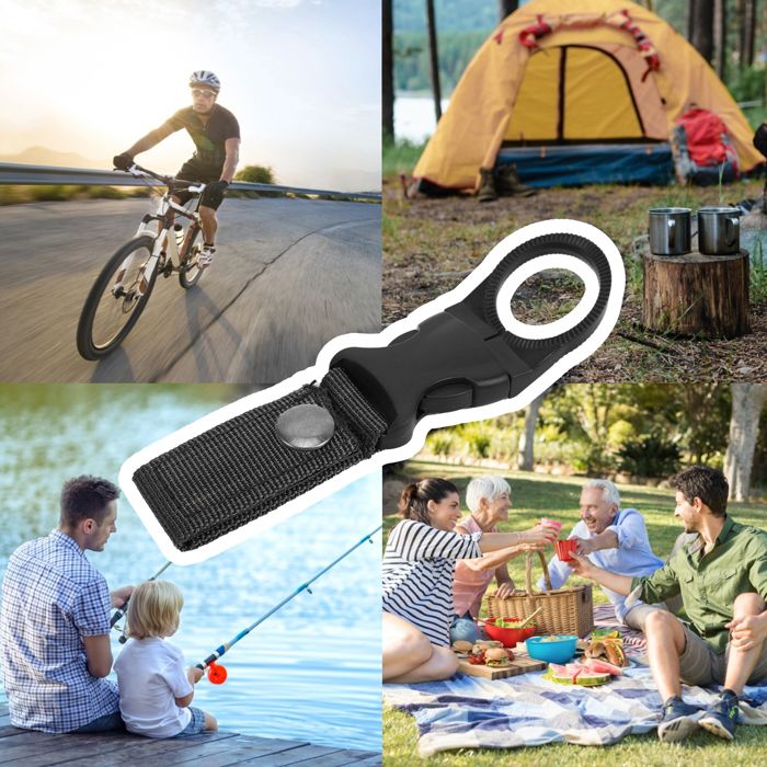 AUCUNE Clip de support de bouteille deau Clip porte-bouteille deau en plein air pour Camping randonnée sport materiel Noire