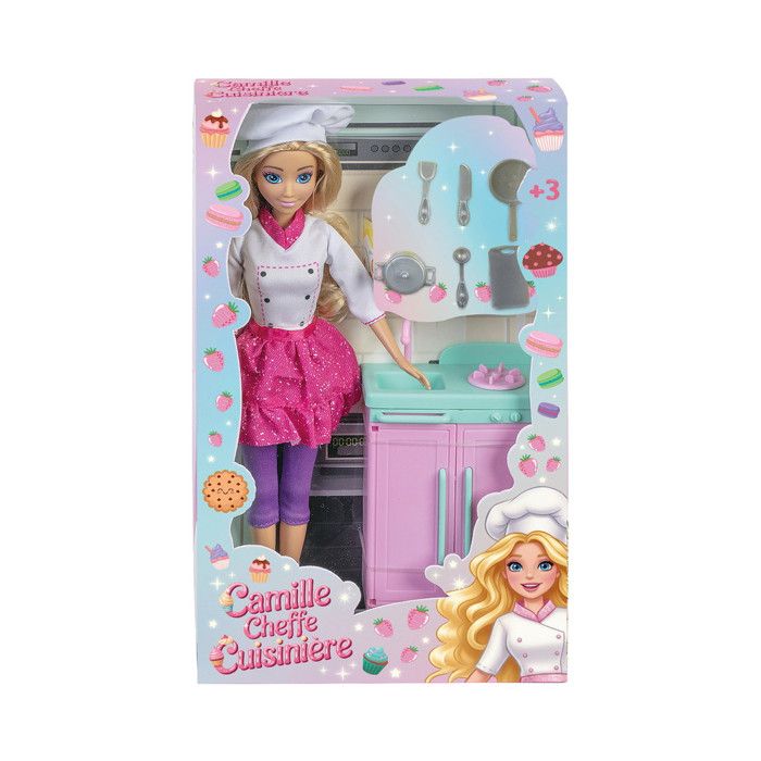 Poupée ensemble cuisine Camille Cheffe cuisinière avec accessoires