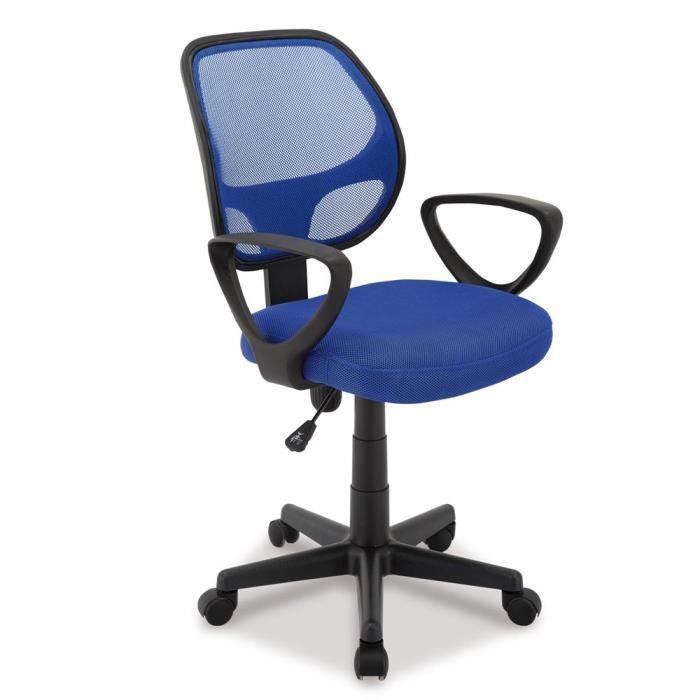 chaise de bureau acaza - bleu - réglable en hauteur - avec accoudoirs