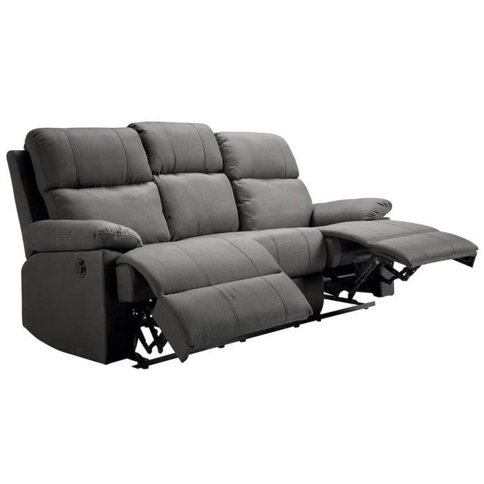Nalda Canape Relax Electrique 3 Places Gris Achat Vente
