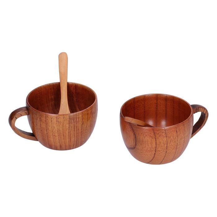 YES Tasse à bière en bois naturel rétro grande capacité d‘eau ou thé