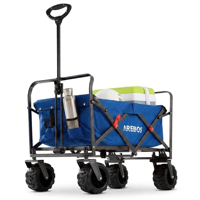 Chariot à Roulettes Chariot De Transport Pliable AREBOS - 150 Kg Charge - Plateau 73x47.5 Cm - 4 Roues Chariot Transport Pliable AREBOS