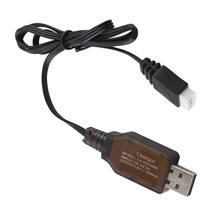 Atyhao Câble de chargeur USB RC Câble de chargeur USB 7.4V 1000mAh avec  prise de connecteur XH 3P pour voiture Axial SCX24