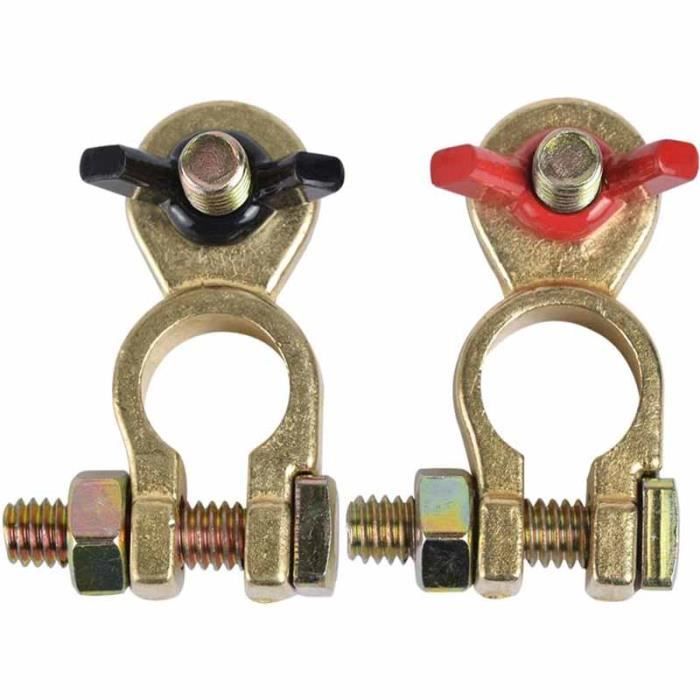 Cosses De Batterie 12V/24V En Laiton - Bornes Rouge/Noir Avec Écrou à Oreilles Pour Voiture/Bateau