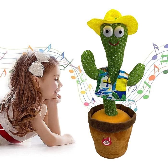 rechargeable chantant 120 chansons jouet éducatif amusant pour la petite enfance KUANPEY Jouet en peluche cactus multifonctionnel lumineux parlant et danse