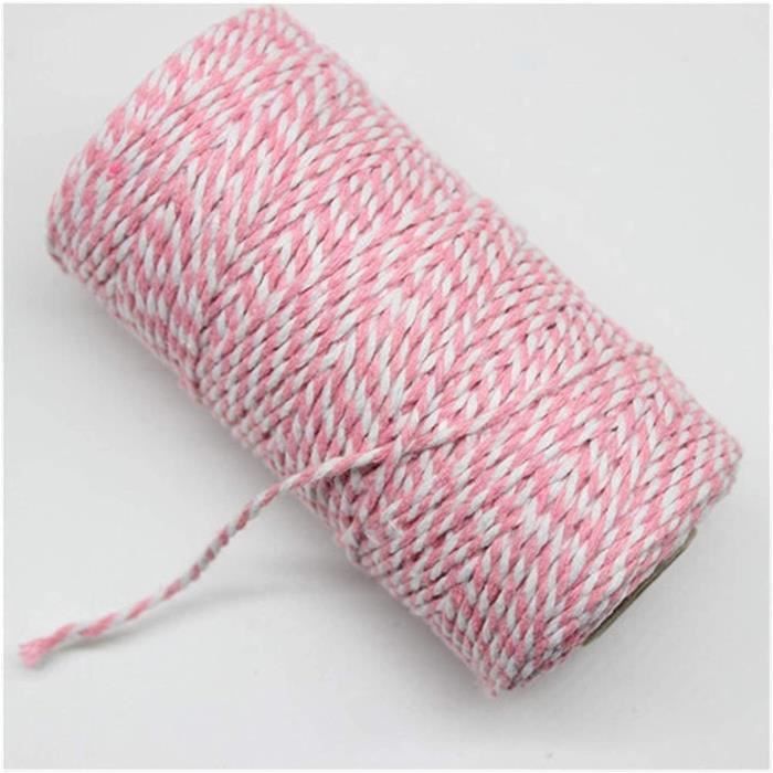 FOGAWA 2mm Cordon De Coton Ficelle Bicolore Ficelle De Coton Pour L'emballage Cadeau De Noël Artisanat DIY Décoration (Rouge Blanc Et Noir Blanc) 100M