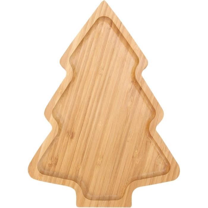 Plateau Apéritif Omage Et Charcuterie En Forme De Sapin De Noël Avec Socle En Bois. Vue