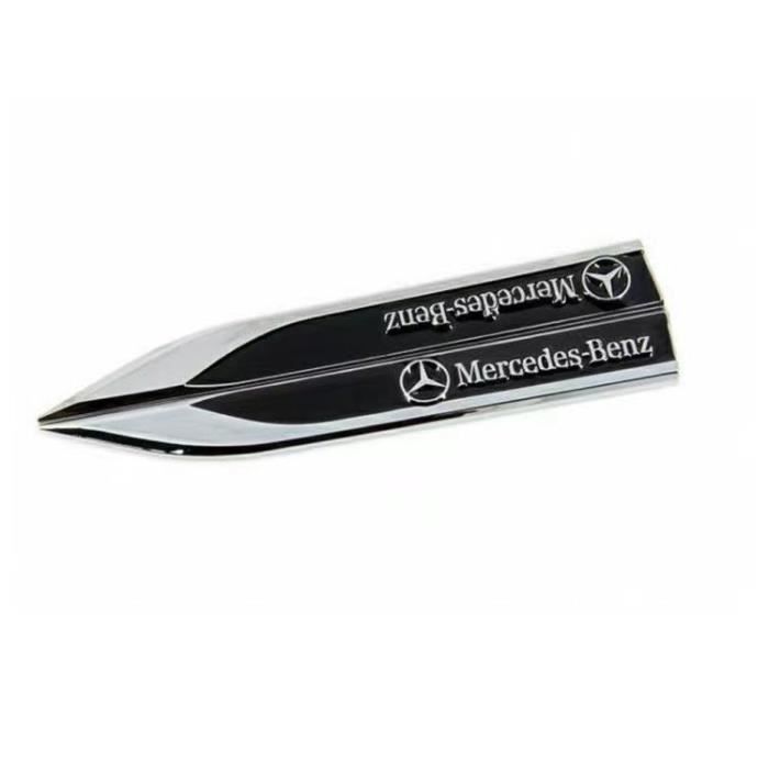 Autocollant d'insigne d'emblème d'aile latérale de garde-boue de voiture en métal 3D,Mercedes Benz,B,C,E,classe A- Style1 Black