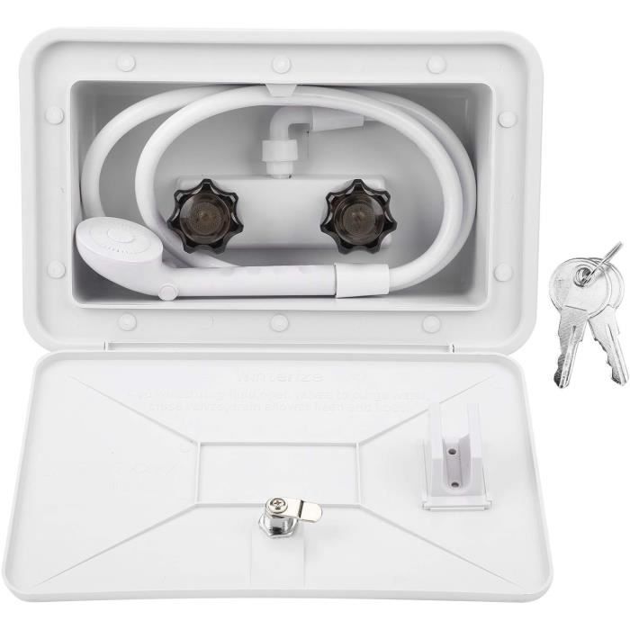 GATE14 Niche Douche Bateau ABS Blanc | 200x165x80mm | Porte Étanche | Installation Facile