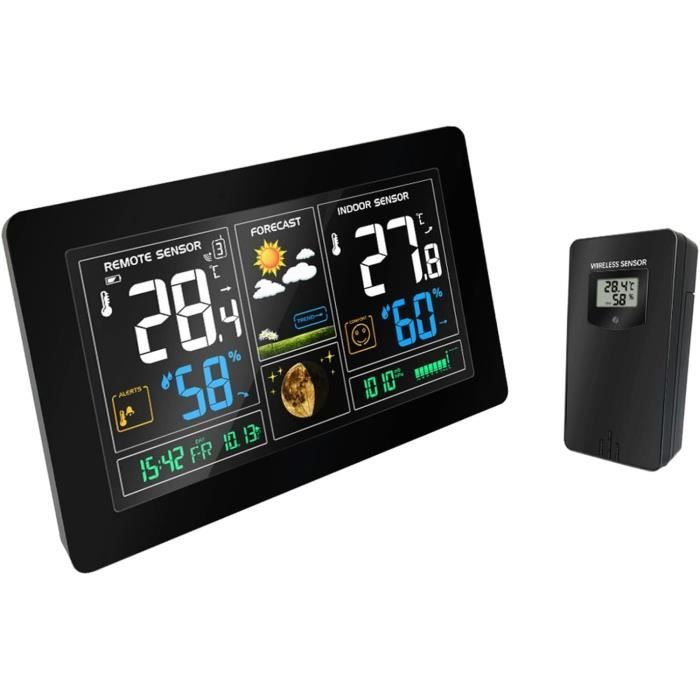 Station Météo Vexloria Intérieur/Extérieur Sans Fil - Thermomètre Hygromètre Baromètre LCD | 3 Capteurs