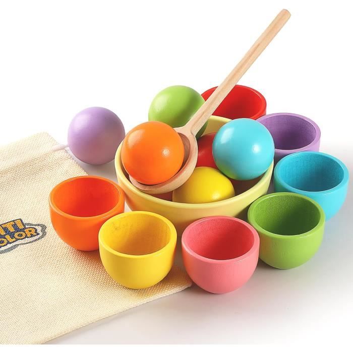 Jouet de Balle de tri des Couleurs,Jeu de Balle de tri des Couleurs,Puzzle sensoriel de Boules colorées,Jeu de société Rainbow - Puériculture & Eveil bébé