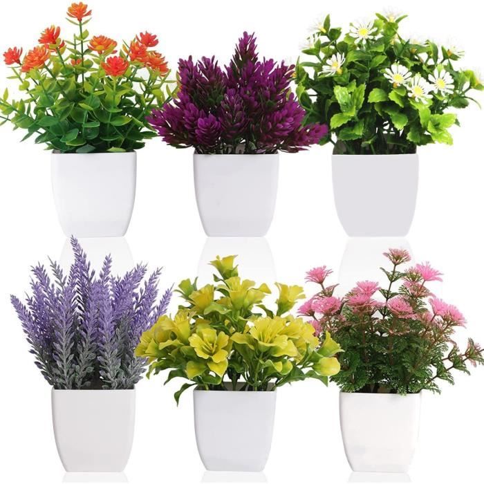 Lot De 2 Petites Plantes Artificielles En Pot Oairse – Décoration Réaliste Salon Bureau Salle De Bain