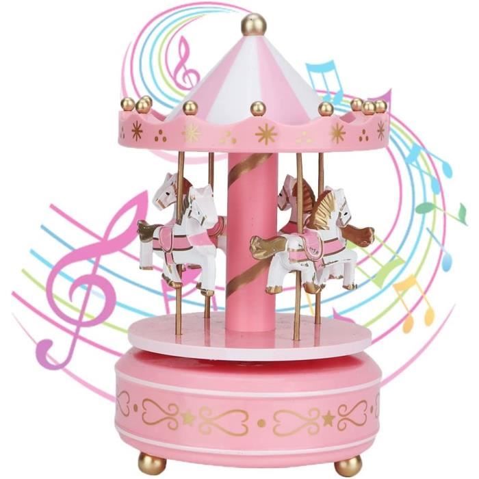 Boîte à Musique Carrousel Bleu - Cadeau Noël, Mariage, Anniversaire - Décoration Gâteau Fille Maman