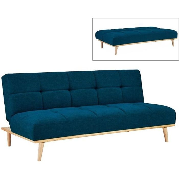 Banquette clic clac scandinave 3 places bleu JESSY - Achat ...