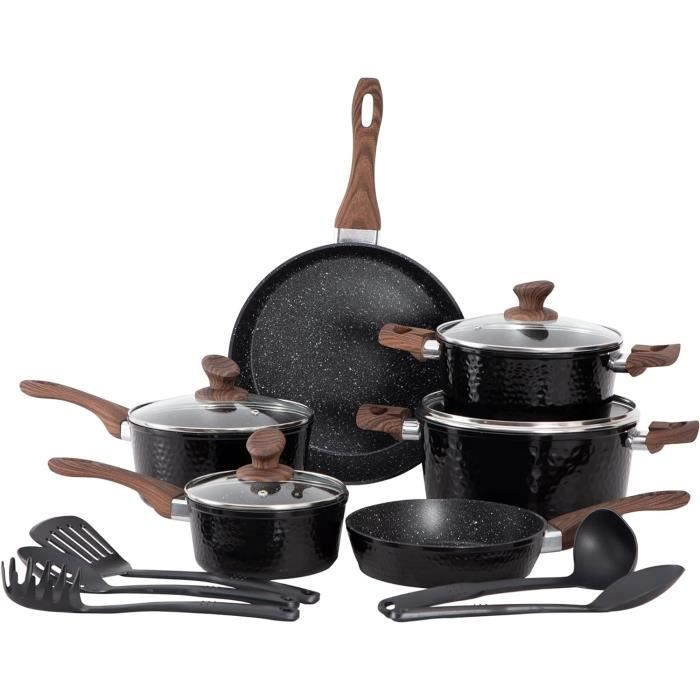 Ancienne Batterie De Cuisine émaillée Bordeaux – 5 Pièces Vintage, Déco N°1