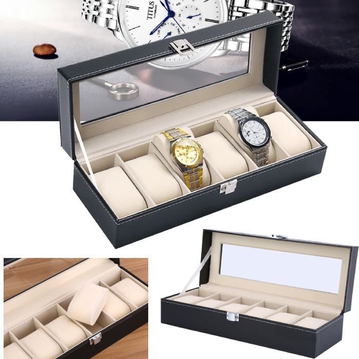 Drfeify 6 Grilles Boîte à Montres de Rangement pour Montres Homme Femme  avec Serrure à clé en Métal Noir HB038 , - Achat/vente boite a montre -  Cdiscount