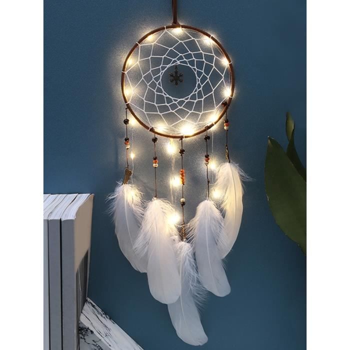 Décoration Murale Suspendu Bohème Luxspire Capteur de Rêve Rond Décoration d/'Intérieur à la Main avec des Franges pour Chambre d/'Enfant Salon Attrape Rêve avec Lumière LED Décoration Tenture Rétro