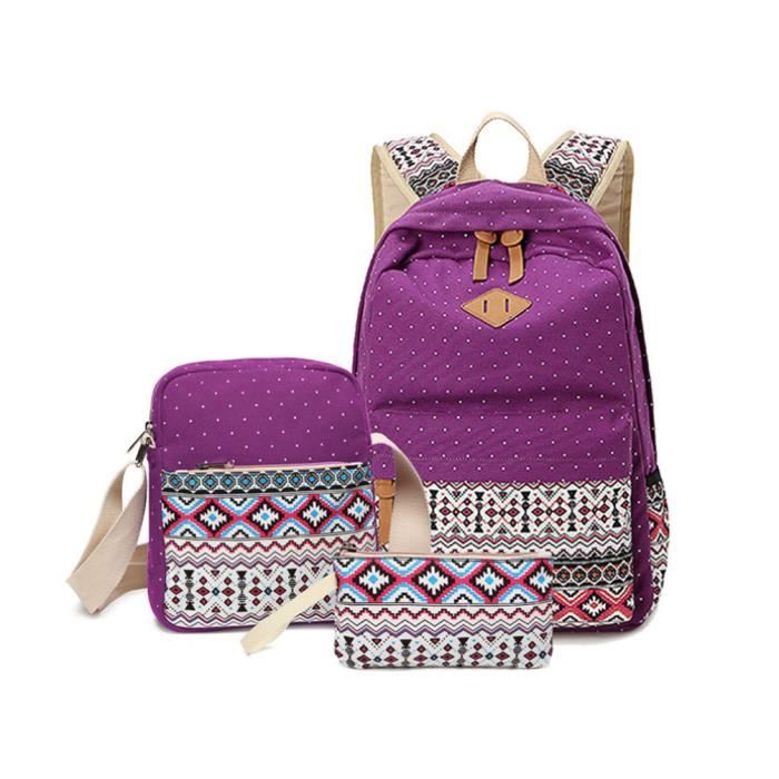 Malloom Sac Dos en Toile pour College Fille Sac Port paule et