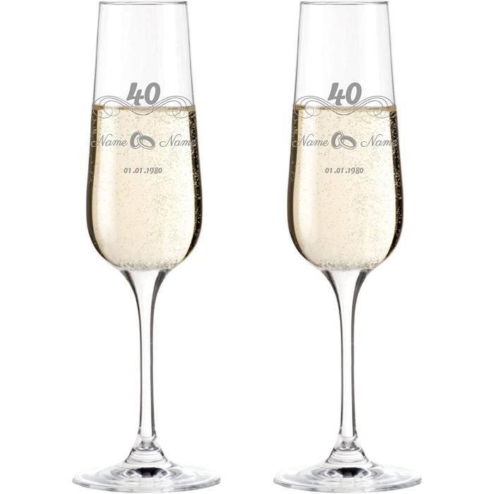AJWLeonardo Lot de flûtes à champagne pour « Rubinnoces » avec gravure