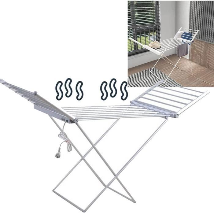 Etendoir à Linge Pliable Ushuaia Bois Clair Aluminium 32m - Séchoir et pince à linge