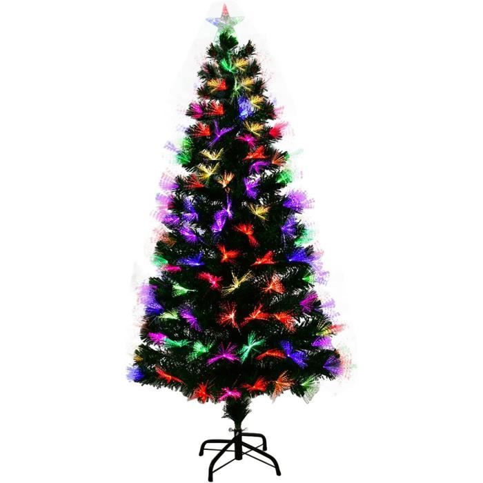 Sapin de Noël Artificiel Fibre Optique avec Etoile Sommet, Lumières