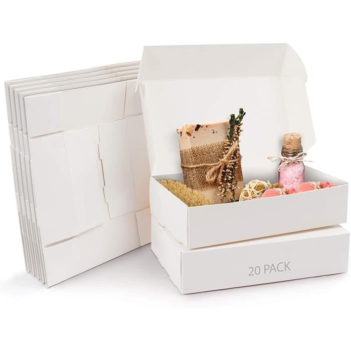 Lot De 20 Boîtes Cadeau Kurtzy Kraft Blanc 19 X 11 X 4,5 Cm - Boîtes Carton Neuves Tinyyo