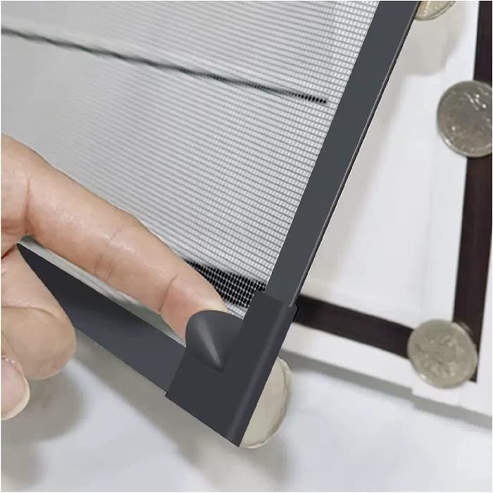 Moustiquaire Fenêtre - 100 x 120 cm,Home DIY Barre crantée Ecrans magnétiques,Avec cadre noir