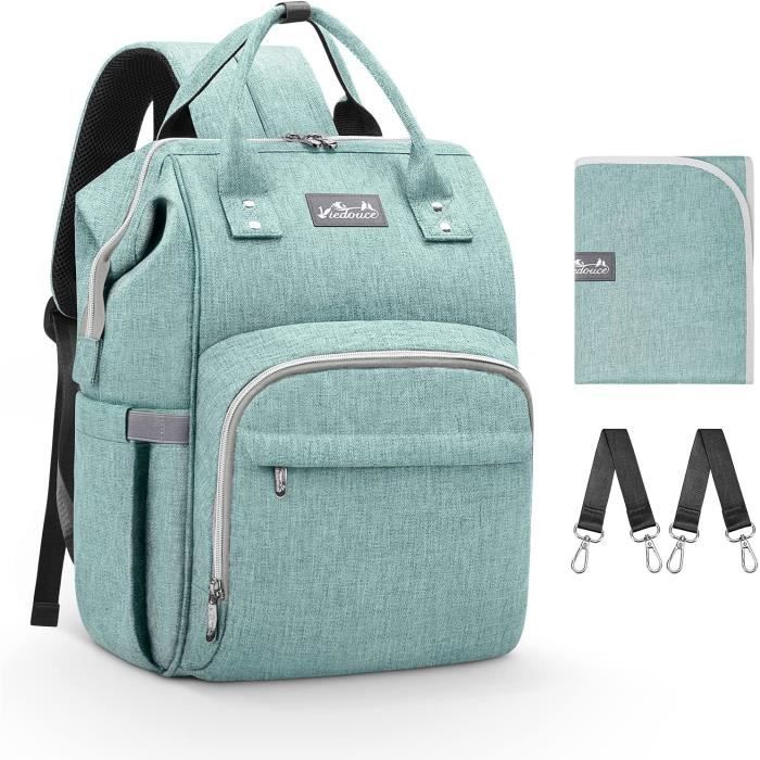 Sac à Dos à Langer Bébé Sac à Couches de Voyage Imperméable Multifonction Sac à Langer étanche en Oxford Grande Capacité avec 1 Matelas à Langer pour Maman et Papa 