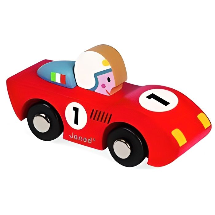 voiture en bois janod story racing rouge - jouet en bois pour bébé de 12 mois et plus