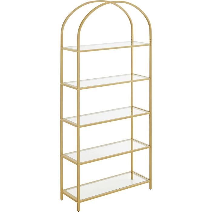 HOMCOM Bibliothèque de rangement moderne avec 5 niveaux de large, cadre en métal, bibliothèque en bois pour salon, bibliothèque, meubles de maison, chêne