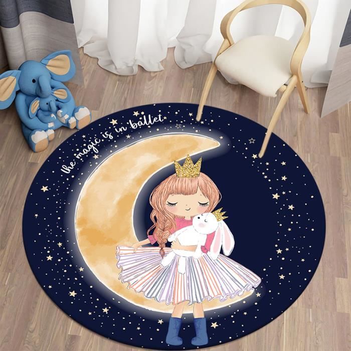 Tapis Rond 100 Cm Imprimé Abstrait - Décoration Antidérapante Pour Salon, Chambre, Cuisine - Design Moderne Et Coloré