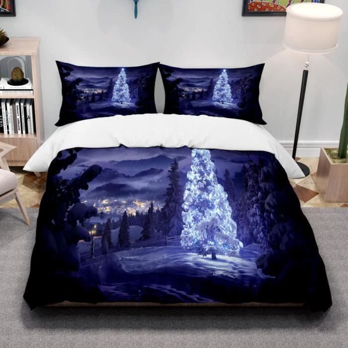 Housse de Couette 140x200cm 3D Sapin de Noël Marque Modèle Hyper