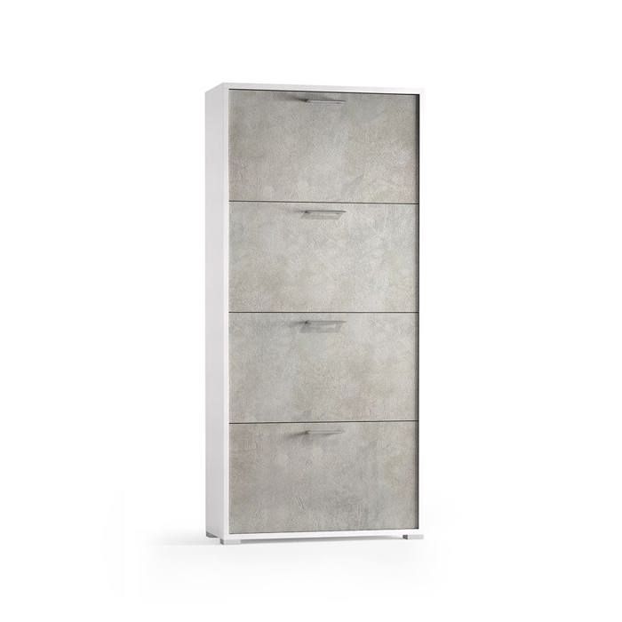 MEUBLE À CHAUSSURES BLANC AVEC 4 PORTES EFFET BÉTON MEUBLE À CHAUSSURES BLANC AVEC 4 PORTES EFFET BÉTON