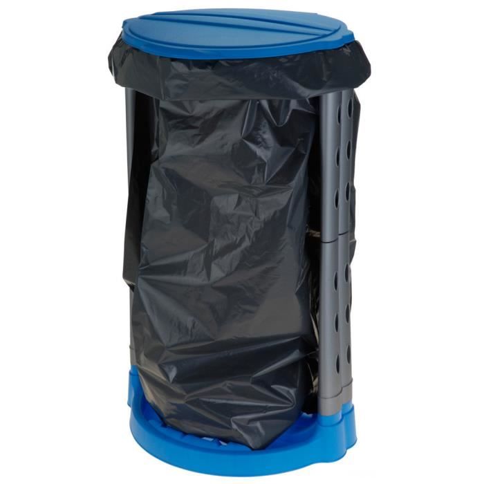 Support sac poubelle avec couvercle jusqu'à 120 litres, couleur: vert -  Cdiscount Maison