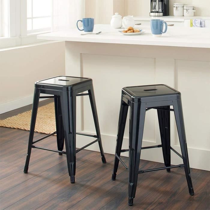 Tabouret de bar haut HUHU - Noir - Poids max 150 kg