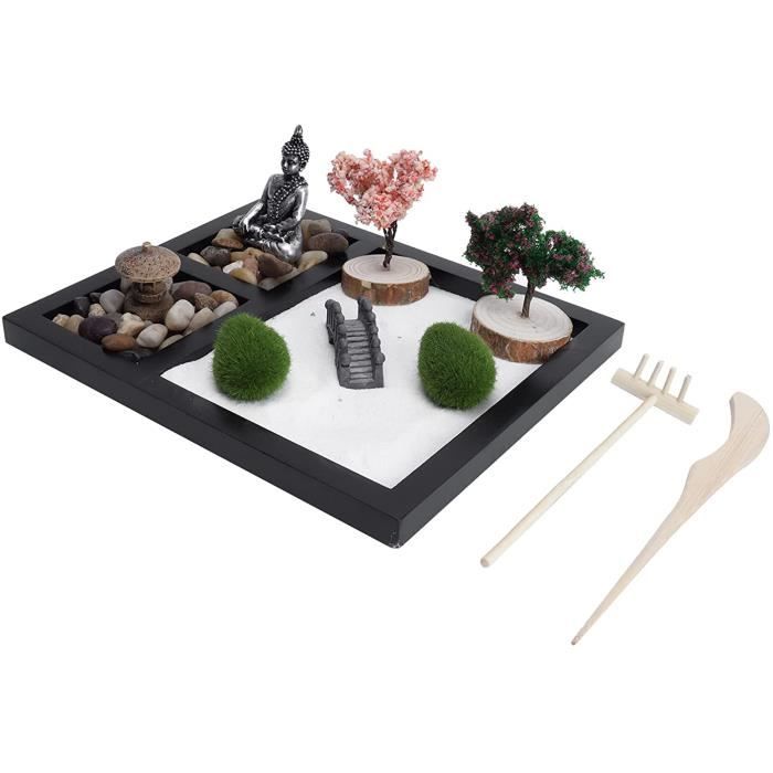 Ensemble de décoration de jardin zen japonais Décoration miniature Jardin  d'intérieur Avec bols en bois Sable blanc 21,5 x 17 [W207] - Cdiscount  Maison