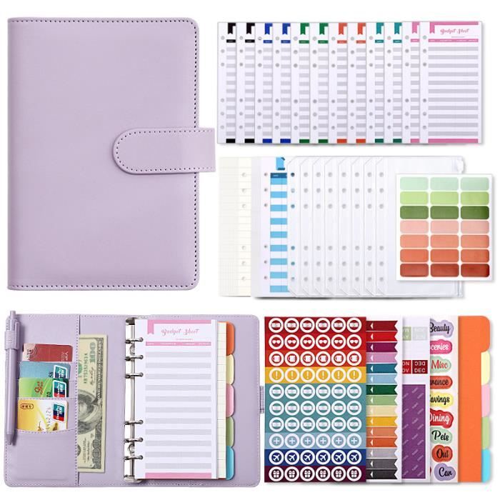 Couverture Classeur A5 6 Trous PVC Paillettes Transparent Avec Bouton-Pression - Organiseur Notes