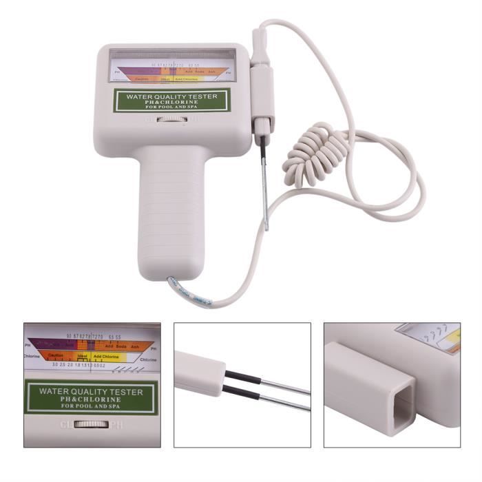 Akozon pH-mètre Testeur de pH portable chlore mètre piscine Spa contrôleur de qualité de l'eau vérificateur