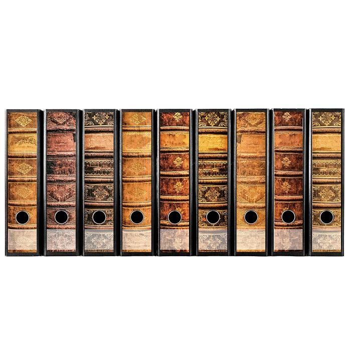 12 Étiquettes Autocollantes Pour Dos De Classeur - Motif Oriental - Antireflet - Avec Lignes
