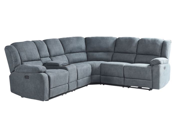 Canapé angle électrique 5 places en tissu gris foncé avec port USB ROKKE Canapé angle électrique 5 places en tissu gris foncé avec port USB ROKKE