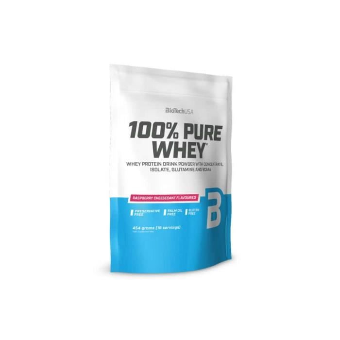 100% PURE WHEY (454G)| Whey protéine|Framboise|Biotech USA amboise
